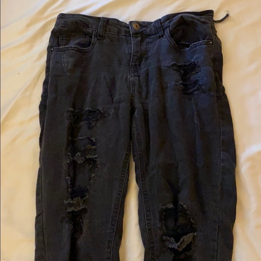 black, ripped, skinny jeans